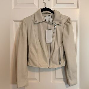 Bagatelle Collection Cream Faux Leather Jacket NWT Size Small